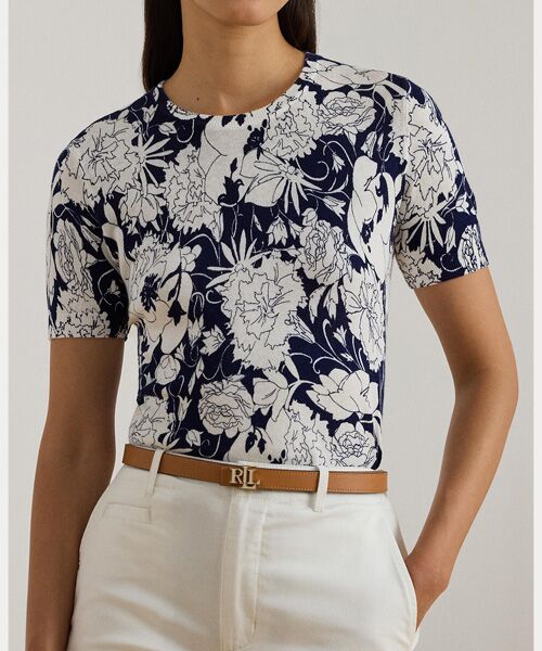 LAUREN RALPH LAUREN / ローレン ラルフ ローレン ニット・セーター | フローラル コットンブレンド ショートスリーブ セーター | 詳細4
