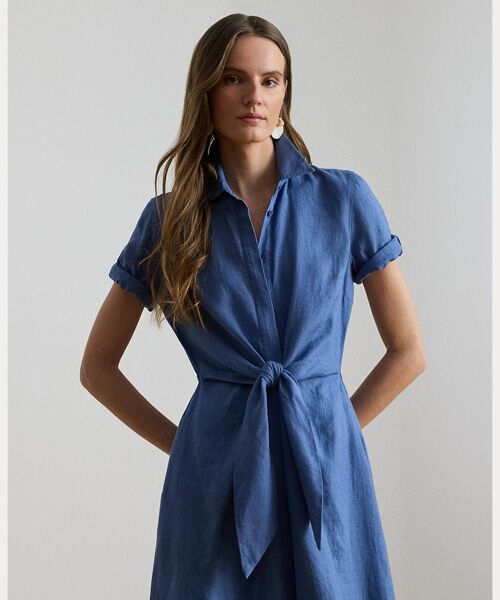 LAUREN RALPH LAUREN / ローレン ラルフ ローレン ミニ丈・ひざ丈ワンピース | リネン シャツドレス | 詳細2