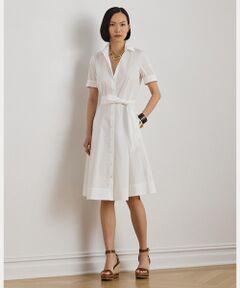 LAUREN RALPH LAUREN / ローレン ラルフ ローレン ミニ丈・ひざ丈ワンピース | コットンブレンド シャツドレス