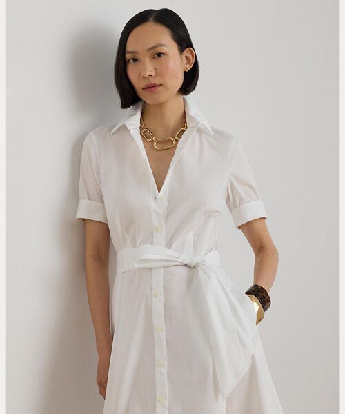 LAUREN RALPH LAUREN / ローレン ラルフ ローレン ミニ丈・ひざ丈ワンピース | コットンブレンド シャツドレス | 詳細2