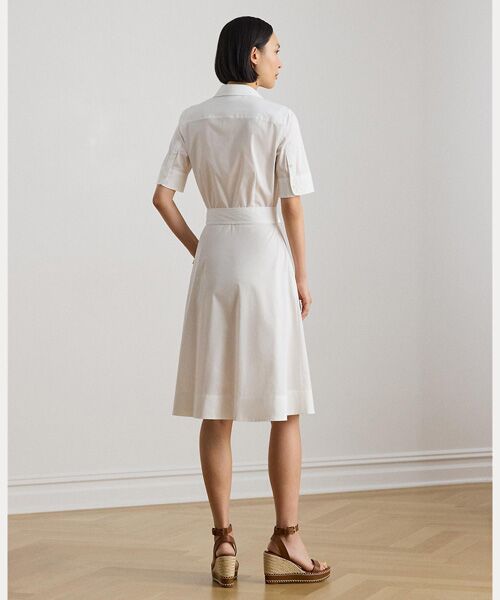 LAUREN RALPH LAUREN / ローレン ラルフ ローレン ミニ丈・ひざ丈ワンピース | コットンブレンド シャツドレス | 詳細3