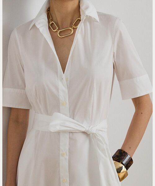 LAUREN RALPH LAUREN / ローレン ラルフ ローレン ミニ丈・ひざ丈ワンピース | コットンブレンド シャツドレス | 詳細4