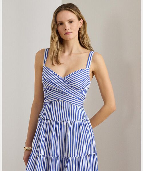 LAUREN RALPH LAUREN / ローレン ラルフ ローレン ロング・マキシ丈ワンピース | ストライプド コットン ブロードクロス ティアード ドレス | 詳細2