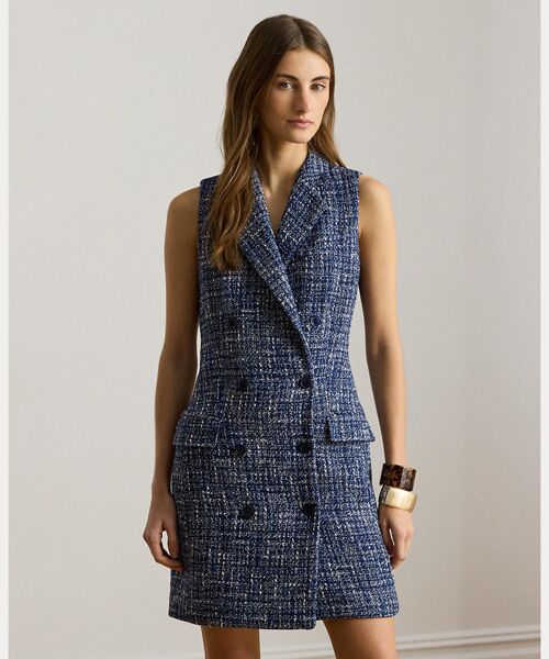 LAUREN RALPH LAUREN / ローレン ラルフ ローレン ミニ丈・ひざ丈ワンピース | ダブルブレステッド ブークレ スリーブレス ドレス | 詳細2
