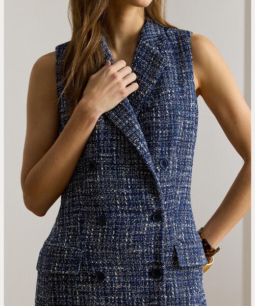 LAUREN RALPH LAUREN / ローレン ラルフ ローレン ミニ丈・ひざ丈ワンピース | ダブルブレステッド ブークレ スリーブレス ドレス | 詳細4