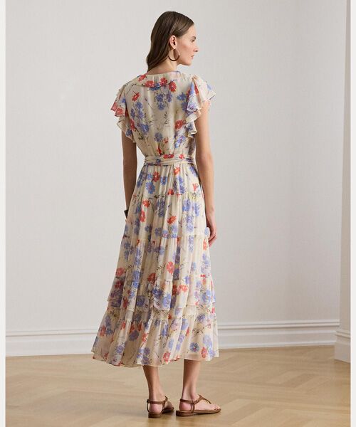 LAUREN RALPH LAUREN / ローレン ラルフ ローレン ロング・マキシ丈ワンピース | フローラル ベルテッド ジョーゼット ティアード ドレス | 詳細3