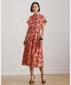 LAUREN RALPH LAUREN / ローレン ラルフ ローレン ロング・マキシ丈ワンピース | フローラル ベルテッド クレープ ドレス