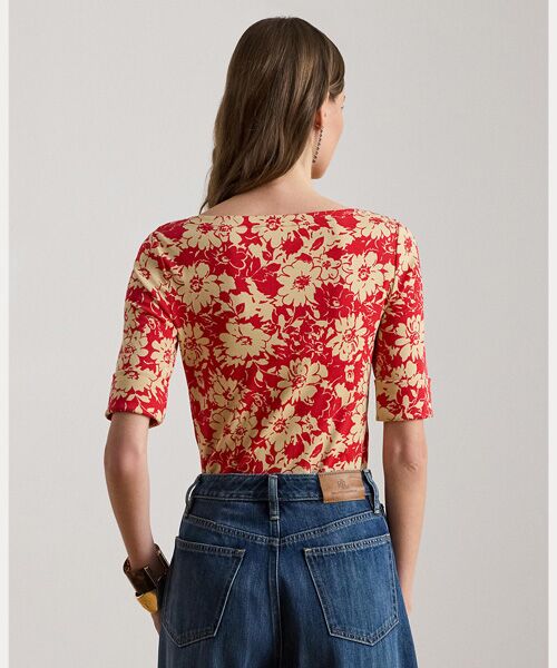 LAUREN RALPH LAUREN / ローレン ラルフ ローレン Tシャツ | フローラル ストレッチ コットン ボートネック Tシャツ | 詳細3
