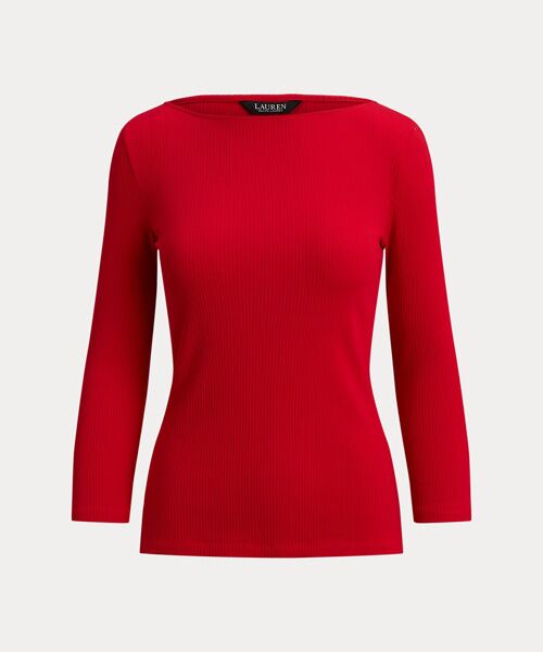 LAUREN RALPH LAUREN / ローレン ラルフ ローレン Tシャツ | リブニット コットンブレンド ボートネック Tシャツ | 詳細1