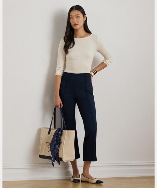 LAUREN RALPH LAUREN / ローレン ラルフ ローレン Tシャツ | リブニット コットンブレンド ボートネック Tシャツ | 詳細2