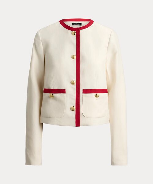 LAUREN RALPH LAUREN / ローレン ラルフ ローレン ノーカラージャケット | ツートーン リネンブレンド ツイル ブレザー | 詳細1