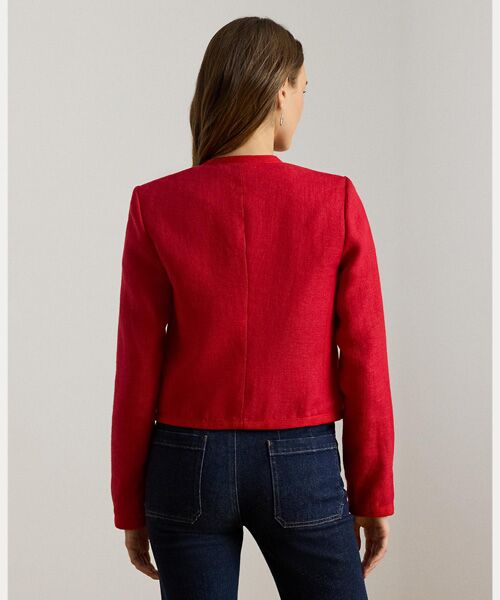 LAUREN RALPH LAUREN / ローレン ラルフ ローレン ノーカラージャケット | リネン ヘリンボーン クロップド ジャケット | 詳細3