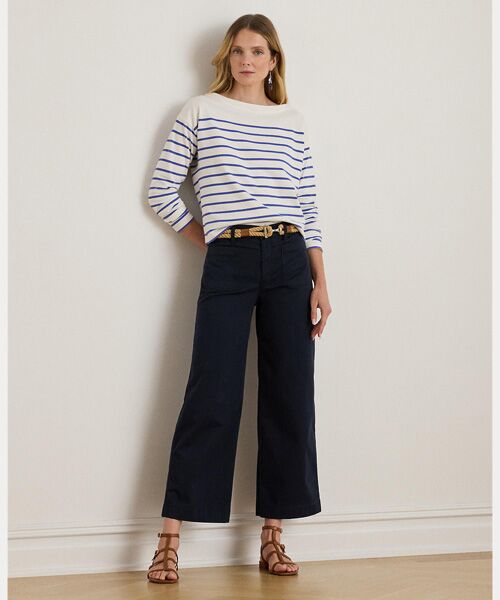LAUREN RALPH LAUREN / ローレン ラルフ ローレン その他パンツ | ストレッチ チノ ワイドレッグ クロップド パンツ（410ネイビー）