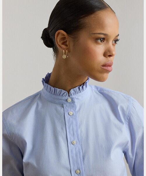 LAUREN RALPH LAUREN / ローレン ラルフ ローレン シャツ・ブラウス | フリルトリム エンドオンエンド コットン シャツ | 詳細4