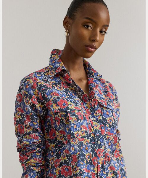 LAUREN RALPH LAUREN / ローレン ラルフ ローレン シャツ・ブラウス | クラシック フィット フローラル コットン ボイル シャツ | 詳細4