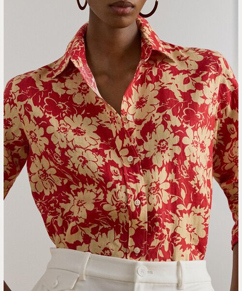 LAUREN RALPH LAUREN / ローレン ラルフ ローレン シャツ・ブラウス | リラックス フィット フローラル リネン シャツ | 詳細4
