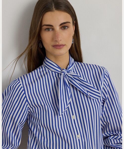LAUREN RALPH LAUREN / ローレン ラルフ ローレン シャツ・ブラウス | ストライプド コットン ブロードクロス タイネック シャツ | 詳細4