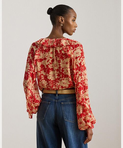 LAUREN RALPH LAUREN / ローレン ラルフ ローレン シャツ・ブラウス | フローラル フリルトリム ジョーゼット ブラウス | 詳細3