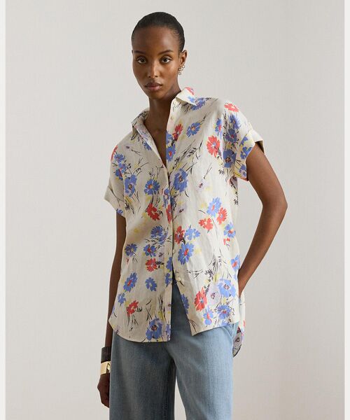 LAUREN RALPH LAUREN / ローレン ラルフ ローレン シャツ・ブラウス | リラックス フィット フローラル ショートスリーブ シャツ（100ホワイト）