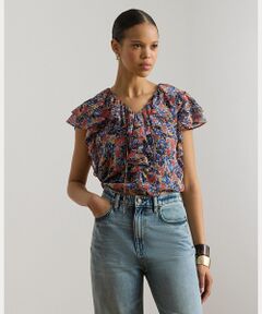 LAUREN RALPH LAUREN / ローレン ラルフ ローレン シャツ・ブラウス | フローラル フリルトリム ジョーゼット ブラウス