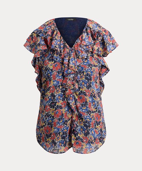 LAUREN RALPH LAUREN / ローレン ラルフ ローレン シャツ・ブラウス | フローラル フリルトリム ジョーゼット ブラウス | 詳細1