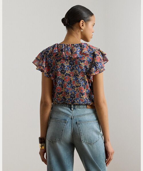 LAUREN RALPH LAUREN / ローレン ラルフ ローレン シャツ・ブラウス | フローラル フリルトリム ジョーゼット ブラウス | 詳細3