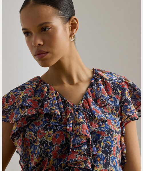 LAUREN RALPH LAUREN / ローレン ラルフ ローレン シャツ・ブラウス | フローラル フリルトリム ジョーゼット ブラウス | 詳細4