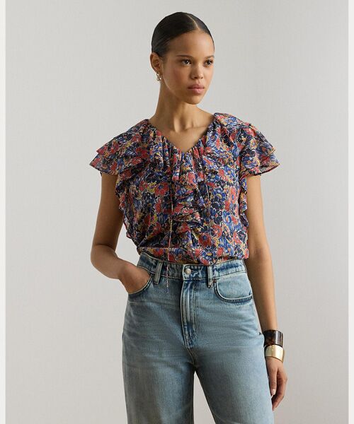 LAUREN RALPH LAUREN / ローレン ラルフ ローレン シャツ・ブラウス | フローラル フリルトリム ジョーゼット ブラウス（999マルチカラー）