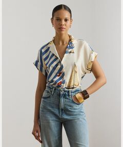 LAUREN RALPH LAUREN / ローレン ラルフ ローレン シャツ・ブラウス | ストライプド セールボートプリント クレープ キャンプ シャツ