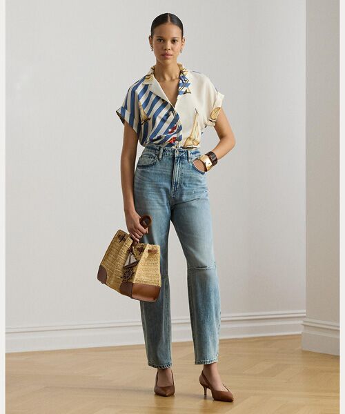 LAUREN RALPH LAUREN / ローレン ラルフ ローレン シャツ・ブラウス | ストライプド セールボートプリント クレープ キャンプ シャツ | 詳細2