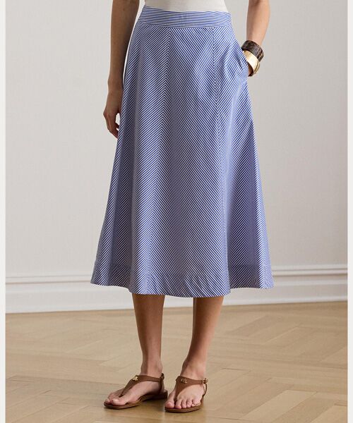 LAUREN RALPH LAUREN / ローレン ラルフ ローレン ロング・マキシ丈スカート | ストライプド パネルド コットン ブロードクロス スカート | 詳細2
