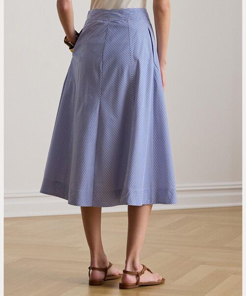 LAUREN RALPH LAUREN / ローレン ラルフ ローレン ロング・マキシ丈スカート | ストライプド パネルド コットン ブロードクロス スカート | 詳細3