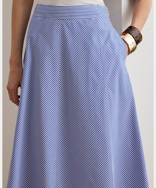 LAUREN RALPH LAUREN / ローレン ラルフ ローレン ロング・マキシ丈スカート | ストライプド パネルド コットン ブロードクロス スカート | 詳細4