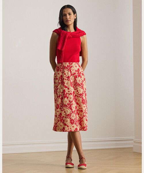 LAUREN RALPH LAUREN / ローレン ラルフ ローレン ミニ・ひざ丈スカート | フローラル クレープ ミディ スカート | 詳細5