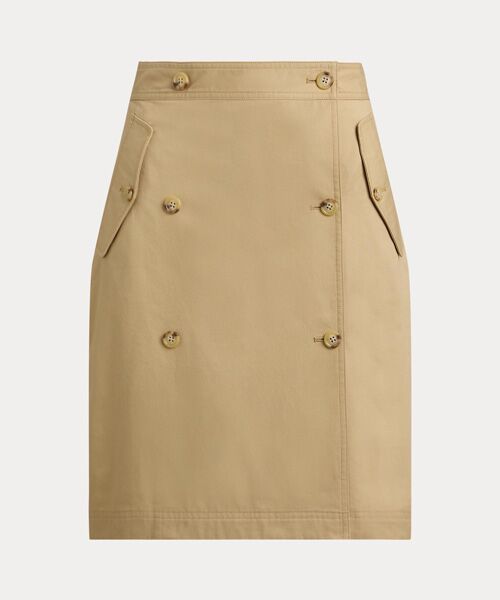 LAUREN RALPH LAUREN / ローレン ラルフ ローレン ミニ・ひざ丈スカート | ダブルブレステッド コットン ツイル ラップ スカート | 詳細1