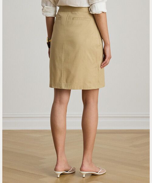 LAUREN RALPH LAUREN / ローレン ラルフ ローレン ミニ・ひざ丈スカート | ダブルブレステッド コットン ツイル ラップ スカート | 詳細3