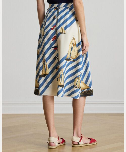 LAUREN RALPH LAUREN / ローレン ラルフ ローレン ミニ・ひざ丈スカート | プリント ボタンフロント クレープ スカート | 詳細3