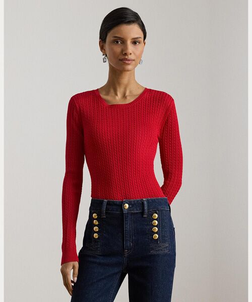 LAUREN RALPH LAUREN / ローレン ラルフ ローレン ニット・セーター | ミニケーブル クルーネック セーター（600レッド）