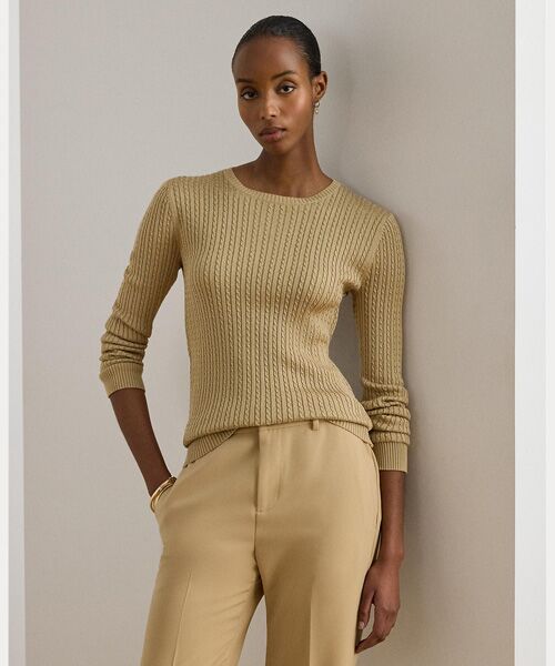 LAUREN RALPH LAUREN / ローレン ラルフ ローレン ニット・セーター | ミニケーブル クルーネック セーター（270ブラウン）