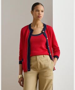 LAUREN RALPH LAUREN / ローレン ラルフ ローレン カーディガン・ボレロ | ツートーン コットンブレンド カーディガン