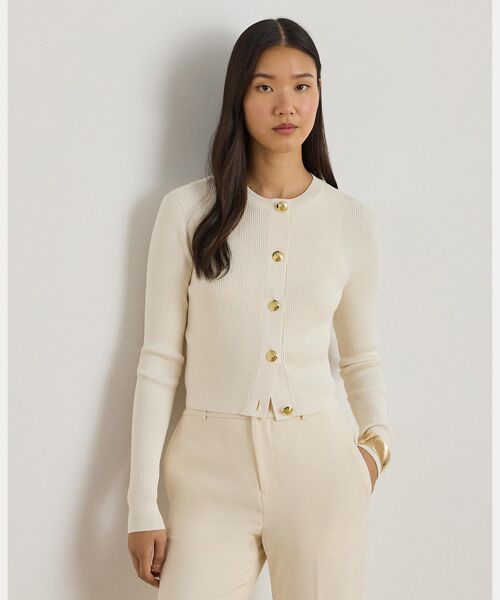 LAUREN RALPH LAUREN / ローレン ラルフ ローレン カーディガン・ボレロ | リブニット クルーネック カーディガン（101ナチュラル）