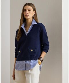 LAUREN RALPH LAUREN / ローレン ラルフ ローレン ニット・セーター | レイヤード ボタントリム コットン セーター