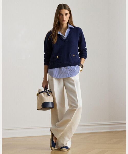 LAUREN RALPH LAUREN / ローレン ラルフ ローレン ニット・セーター | レイヤード ボタントリム コットン セーター | 詳細2