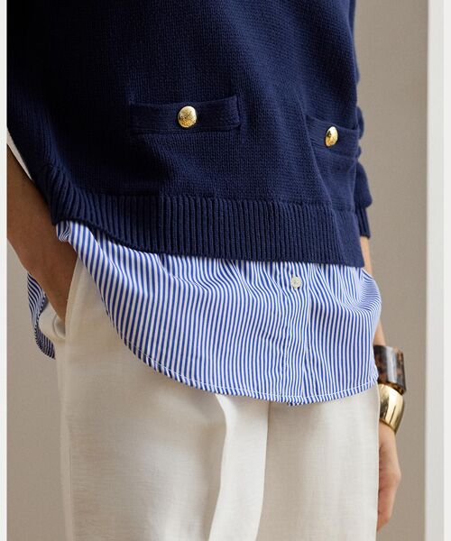 LAUREN RALPH LAUREN / ローレン ラルフ ローレン ニット・セーター | レイヤード ボタントリム コットン セーター | 詳細4