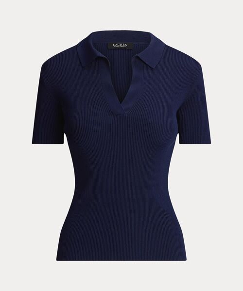 LAUREN RALPH LAUREN / ローレン ラルフ ローレン ニット・セーター | リブニット ショートスリーブ ポロ セーター | 詳細1