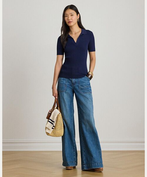 LAUREN RALPH LAUREN / ローレン ラルフ ローレン ニット・セーター | リブニット ショートスリーブ ポロ セーター | 詳細2