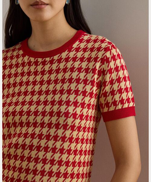 LAUREN RALPH LAUREN / ローレン ラルフ ローレン ニット・セーター | ハウンドトゥース ショートスリーブ セーター | 詳細4