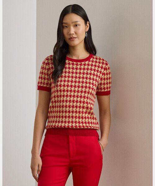 LAUREN RALPH LAUREN / ローレン ラルフ ローレン ニット・セーター | ハウンドトゥース ショートスリーブ セーター（600レッド）