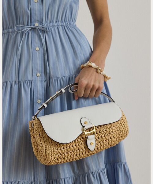 LAUREN RALPH LAUREN / ローレン ラルフ ローレン ショルダーバッグ | ストローレザー ミディアム Tasha イーストウエスト バッグ | 詳細6