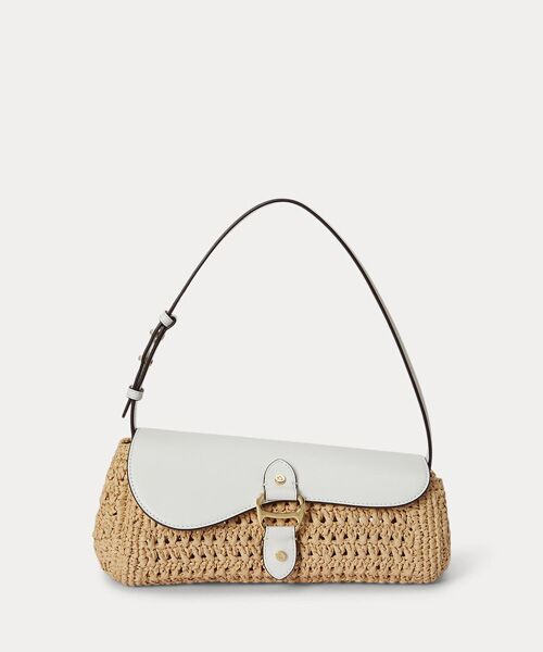 LAUREN RALPH LAUREN / ローレン ラルフ ローレン ショルダーバッグ | ストローレザー ミディアム Tasha イーストウエスト バッグ（101ナチュラル）